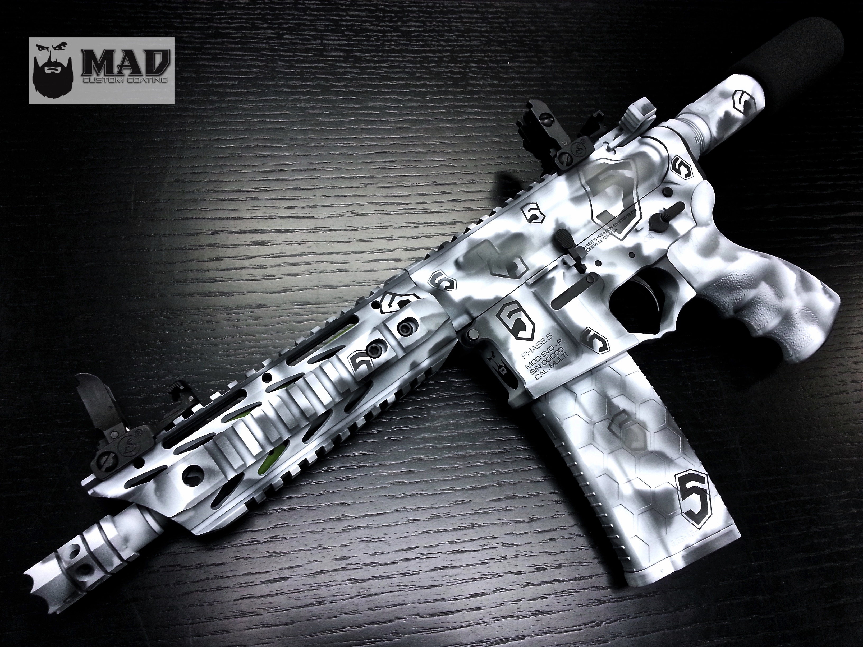 Phase 5 AR Pistol in Snow Camo MAD Edge Camo - Mad Custom CoatingMad ...