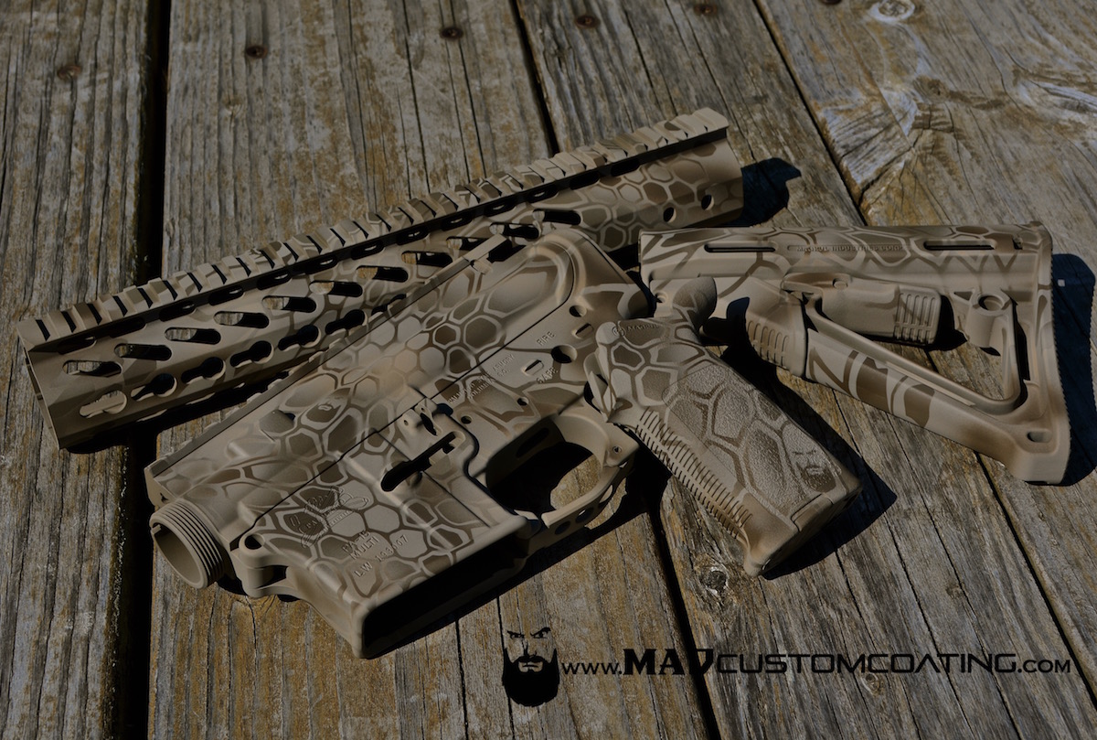 MAD Dragon Camo on an AR set in Magpul FDE, Patriot Brown & Desert Sand...