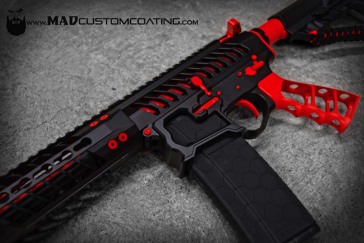 Red And Black Camo Rifle