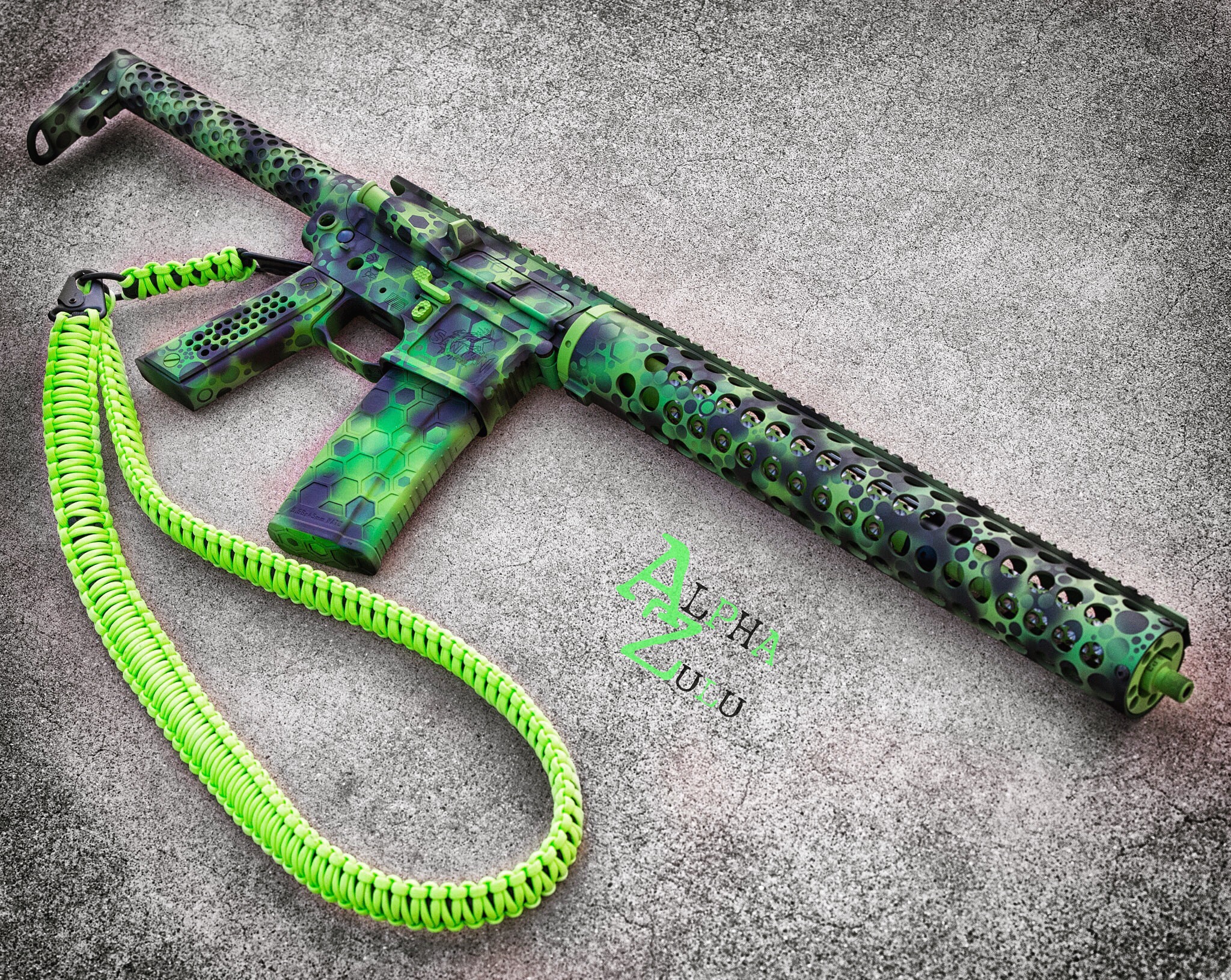 Toxic theme on a SanTan Tactical AR15 - Mad Custom CoatingMa